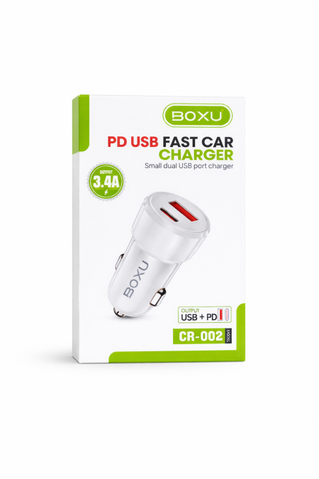 BOXU CR-002 PD USB Fast Car Charger – شاحن سيارة سريع