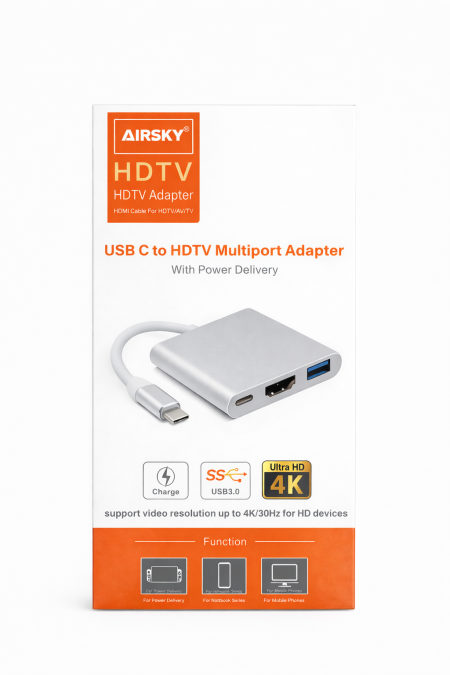 AIRSKY TYPE-C to HDTV Multiport Adapter <br> <span class='text-color-warm'>سيتوفر قريباً</span>