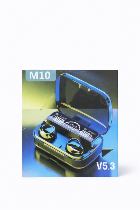 M10 Wireless Earbuds Bluetooth 5.3 – Touch Control + LED Display