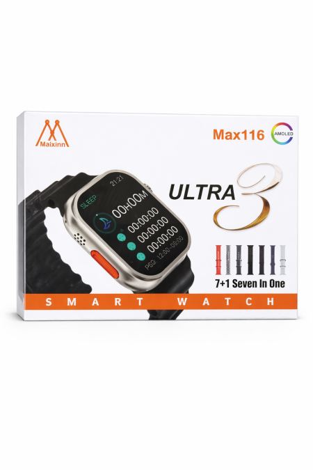 ساعة ذكية Ultra 3 Max116 AMOLED مع 7 أساور – Smart Watch