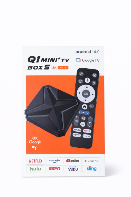 Q1 Mini+ TV Box S – Android 14.0 (8K Ultra HD)   + اشتراك Pal Vision ٥ سنين