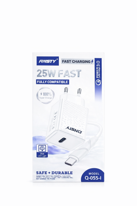 شاحن سريع 25W مع كيبل  (Fast Charger 25W) type-c