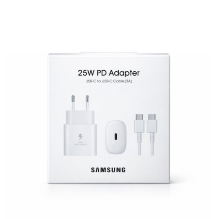 شاحن سامسونج 25W PD (مع كيبل Type-C) <br> <span class='text-color-warm'>سيتوفر قريباً</span>
