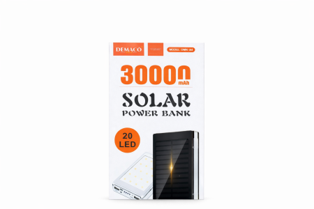 باور بانك شمسي DEMACO – سعة 30000mAh (Solar Power Bank)