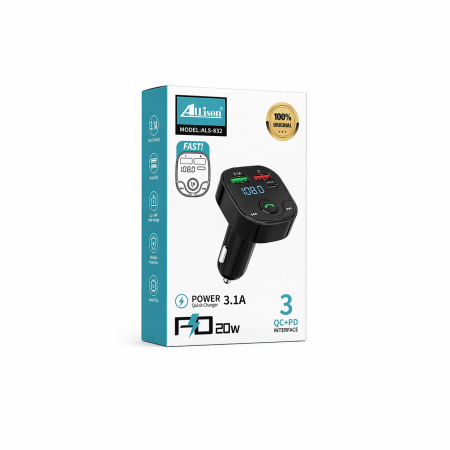 شاحن سيارة +  FM Transmitter Allison ALS-832 MP3