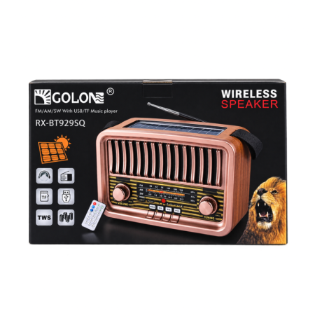 راديو لاسلكي كبير يعمل بالطاقة الشمسية – GOLON RX-BT929SQ