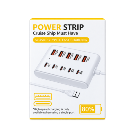 موزّع شحن 10 منافذ USB + Type-C